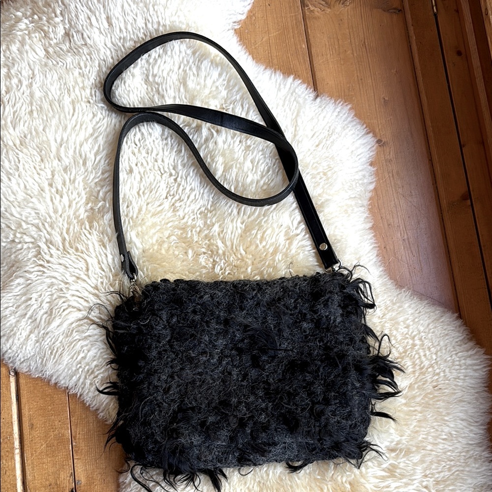 Artisan Made Felted Wool and Leather Crossbody